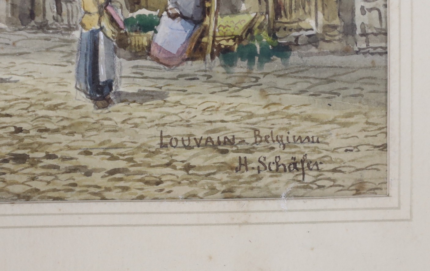 Henry Schafer (1854-1915), watercolour, Louvain, Belgium, signed, 44 x 34cm